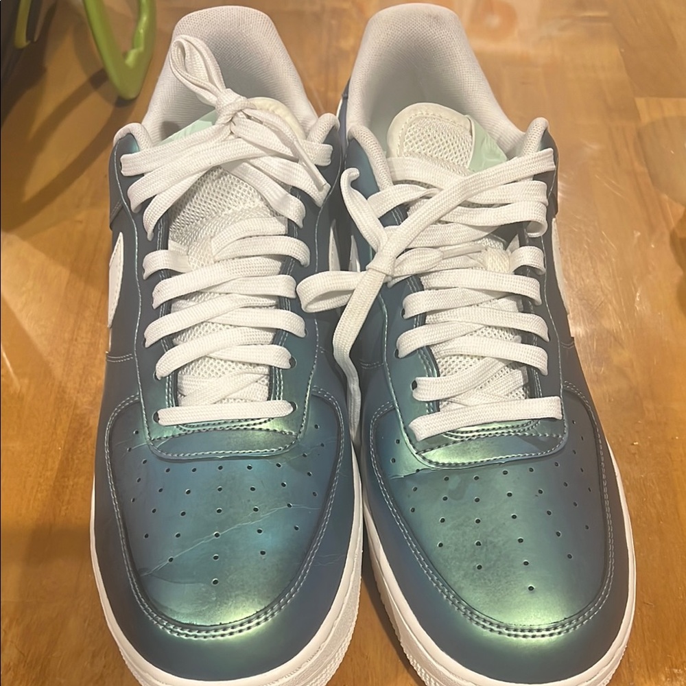 Nike Air Iridescent Green and White Sneakers